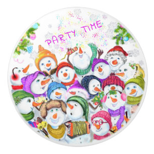Christmas Snowmans Ceramic Knob