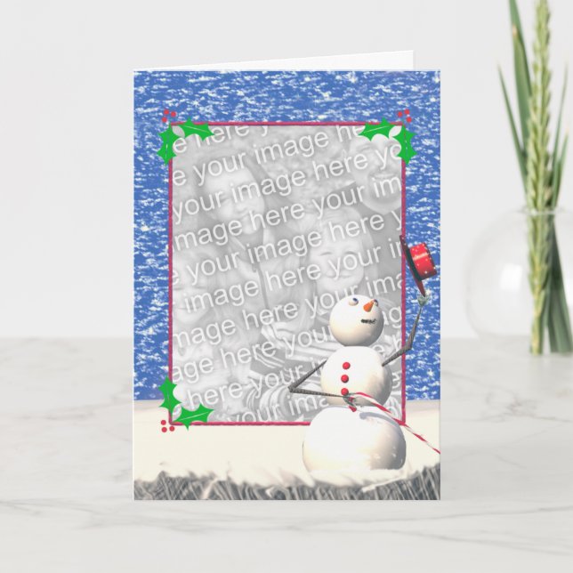 Christmas Snowman's Perfect Day (photo frame) Holiday Card (Front)