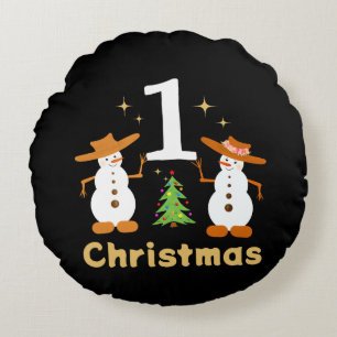 Christmas snowman's round cushion