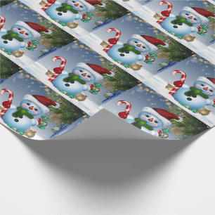 Christmas Snowmen and Candy Canes Wrapping Paper