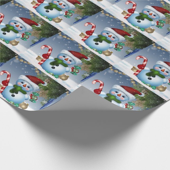Christmas  Snowmen and Candy Canes Wrapping Paper (Corner)