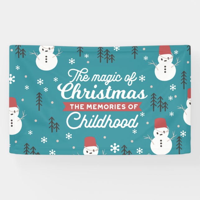 Christmas Snowmen and Cherished Memories Quote Banner (Horizontal)