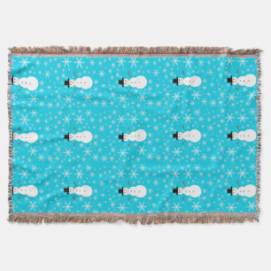 Christmas Snowmen and Snowflakes Throw Blanket