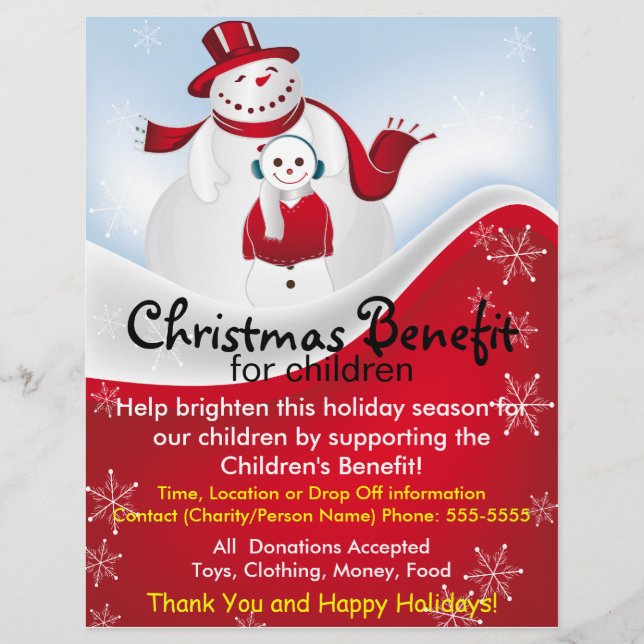 Christmas Snowmen Benefit for Children Flyer (Front)