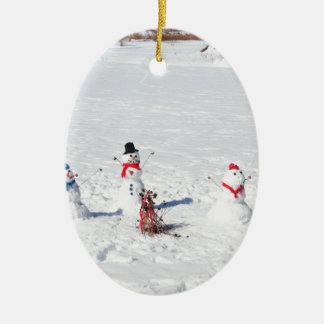 Christmas Snowmen Ceramic Tree Decoration