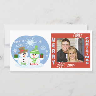 Christmas Snowmen Couples Photo Card