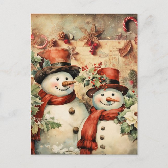 Christmas Snowmen illustration Postcard (Front)