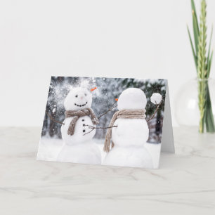Christmas Snowmen In a Snowball Fight Card