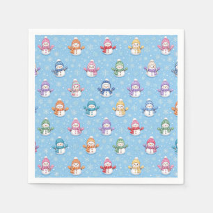 Christmas Snowmen in Snowflakes Napkin