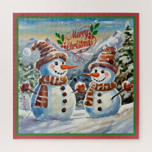 Christmas Snowmen, Merry Christmas, Jigsaw Puzzle