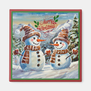 Christmas Snowmen, Merry Christmas, Magnet
