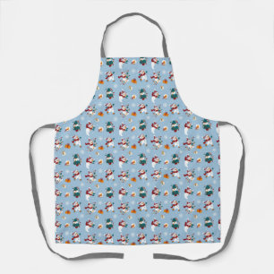 Christmas Snowmen On Ice Holiday Pattern Apron