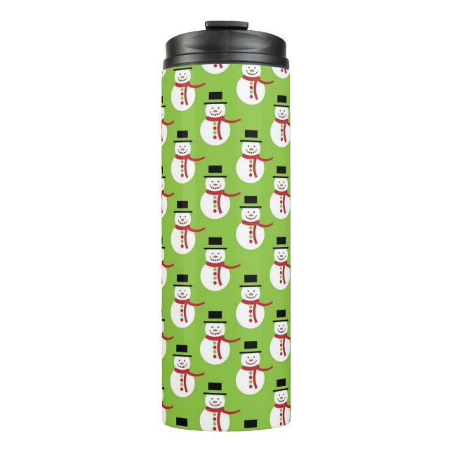 Christmas Snowmen Pattern Thermal Tumbler (Front)