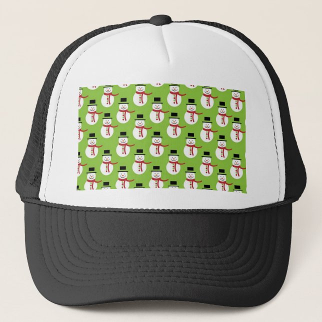 Christmas Snowmen Pattern Trucker Hat (Front)