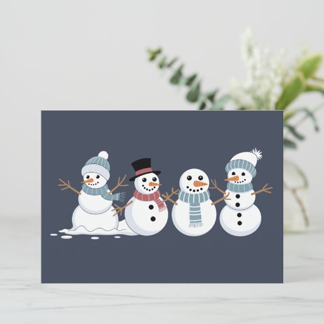 Christmas Snowmen Row Xmas Winter Holiday Season (Standing Front)