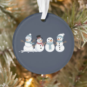 Christmas Snowmen Row Xmas Winter Holiday Season Ornament