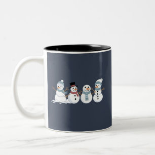 Christmas Snowmen Row Xmas Winter Holiday Season Two-Tone Coffee Mug