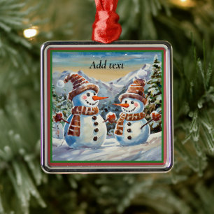 Christmas Snowmen TEMPLATE Metal Tree Decoration