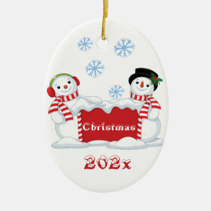 Christmas Snowmen Tree Ceramic Tree Decoration