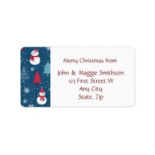 Christmas Snowmen Tree Scene Custom Label