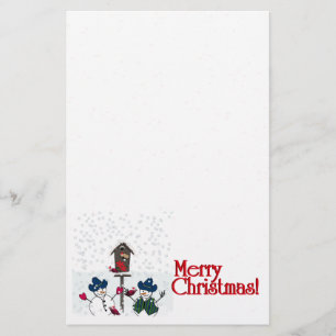 Christmas Snowmen with Cowboy Hats Stationery