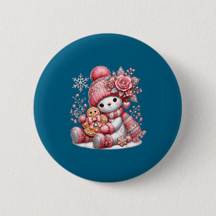 Christmas Snowperson  6 Cm Round Badge