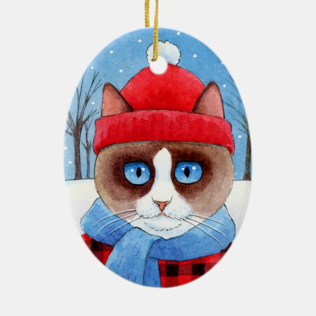 Christmas Snowshow or Ragdoll Cat ornament (Back)