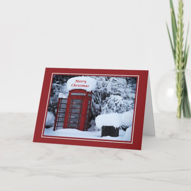Christmas Snowy English Phone Box Card (Front)