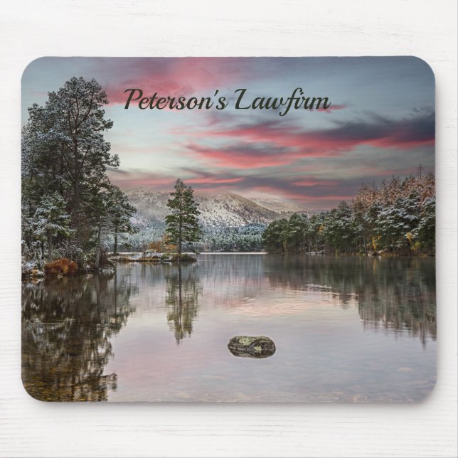 Christmas Snowy Landscape Business Mouse Mat (Front)