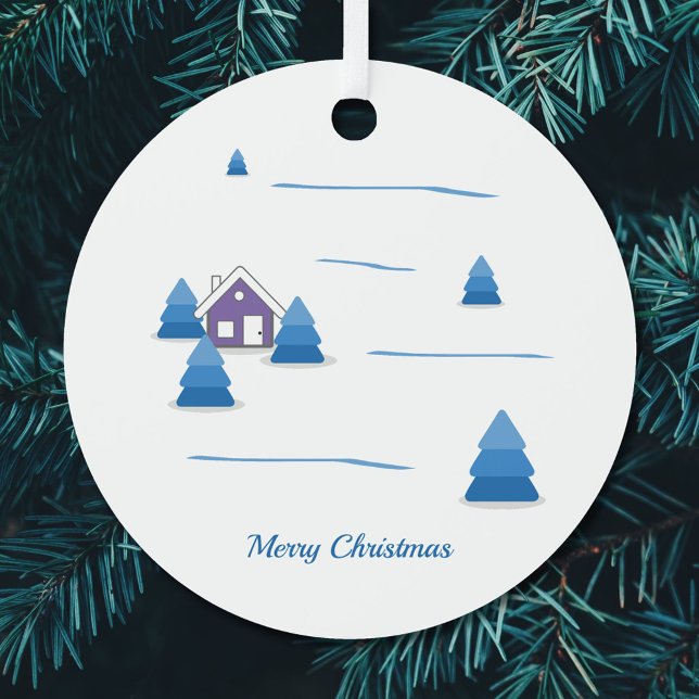 Christmas Snowy Landscape Ornament (Christmas Snowy Landscape Metal Ornament)