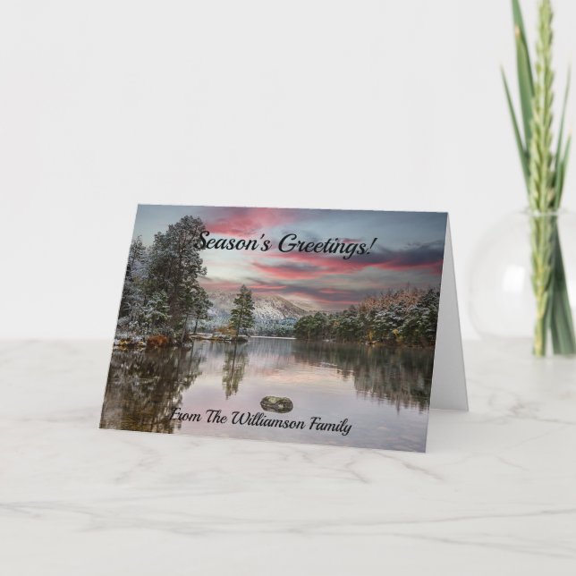 Christmas Snowy Landscape Scottish Loch Card (Front)