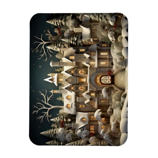 Christmas Snowy Manor Storybook Wonderland Magnet (Vertical)
