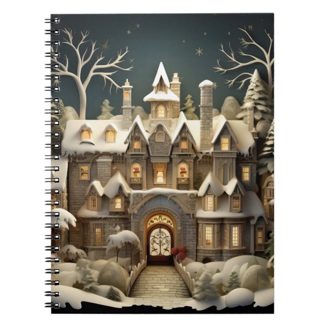Christmas Snowy Manor Storybook Wonderland Notebook (Front)