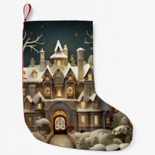 Christmas Snowy Manor Storybook Wonderland Small Christmas Stocking