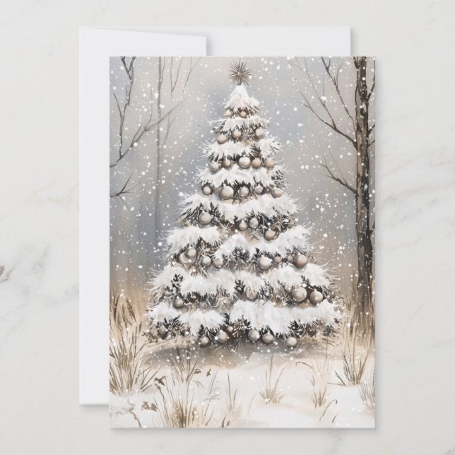 Christmas Snowy Night Holiday Card (Front)