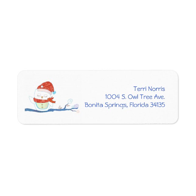 Christmas Snowy Owl Cute Holiday Address Labels (Front)