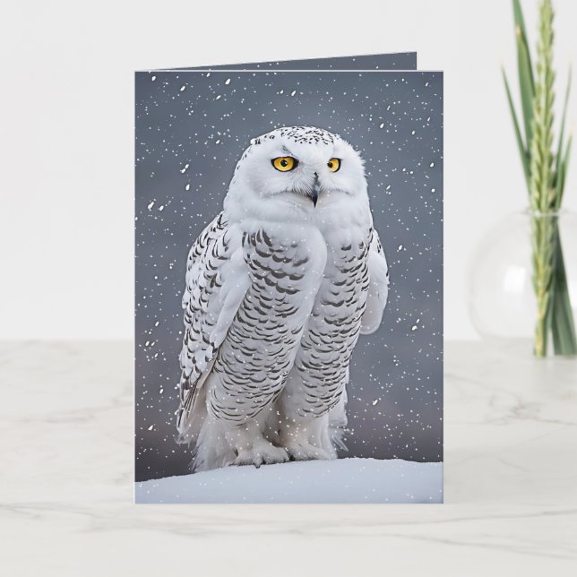 Christmas Snowy Owl Holiday Card (Front)