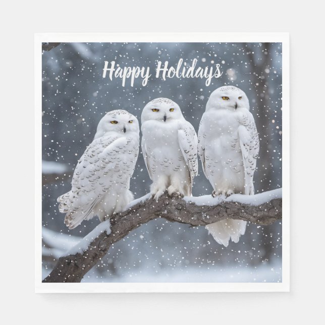 Christmas Snowy Owls Napkin (Front)