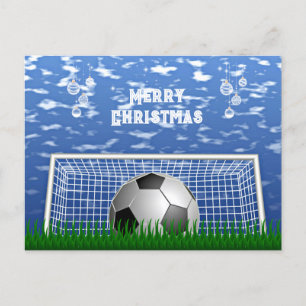Christmas - .Soccer ball and net, Postcard