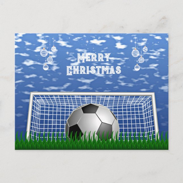 Christmas - .Soccer ball and net, Postcard (Front)