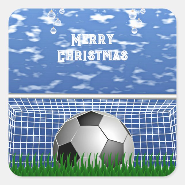 Christmas - .Soccer ball and net, Square Sticker (Front)
