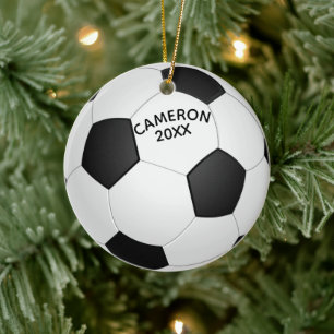 Christmas Soccer Ball and Shoe Ceramic Tree Decoration