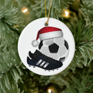 Christmas Soccer Ball and Shoe Ceramic Tree Decoration