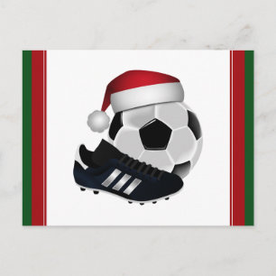 Christmas Soccer Ball and Shoe Holiday Postcard