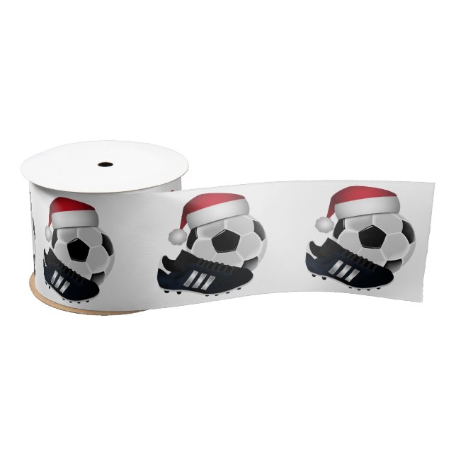 Christmas Soccer Ball and Shoe Satin Ribbon (Spool)