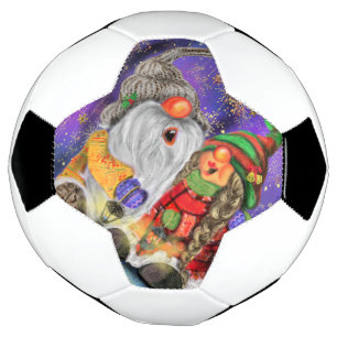 Christmas Soccer Ball Happy Couple Gnomes