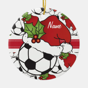 Christmas Soccer ⚽ Ball   Personalise Ceramic Tree Decoration