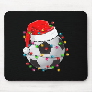 Christmas Soccer Ball Santa Hat Funny Sport Xmas B Mouse Mat