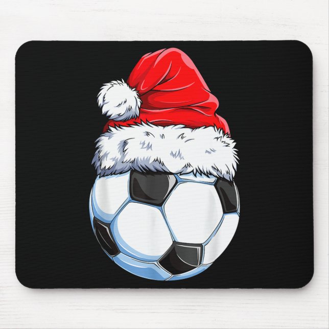 Christmas Soccer Ball Santa Hat Funny Srts Xmas Bo Mouse Mat (Front)