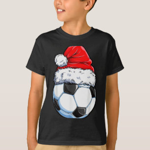 Christmas Soccer Ball Santa Hat Funny Srts Xmas Bo T-Shirt